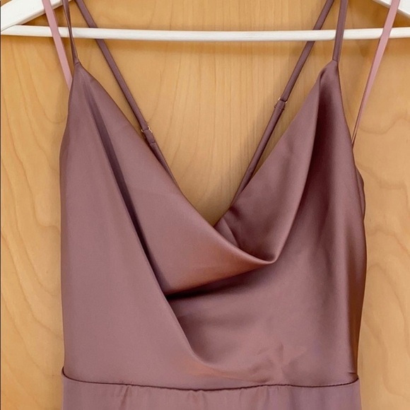 Silky Mauve Floor Length Windsor Gown - Picture 3 of 4